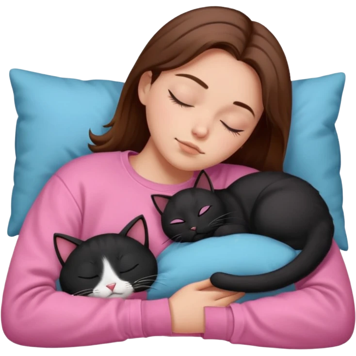 sleeping pink sweatshirt brown hair Sleeping black cat emoji