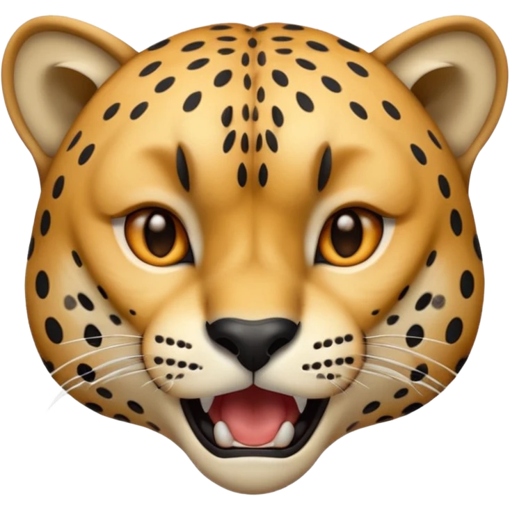 An emoji of a cheetah face roaring or growling, showing sharp teeth and an intense expression. The image should only be the face with no body, capturing the fierce and wild nature of the cheetah emoji
