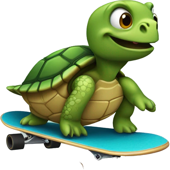 Turtle riding a skateboard  emoji