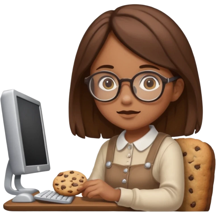 cookie clicker addict girl at computer mexican emoji
