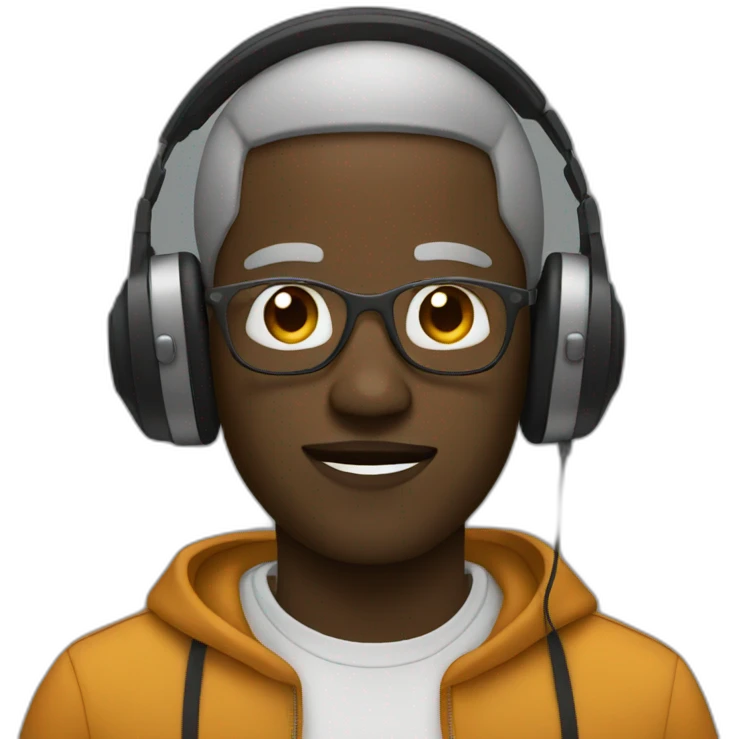 Black man listening to music emoji