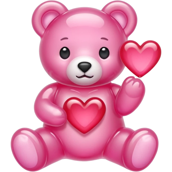 white jelly bear heart jelly pink emoji