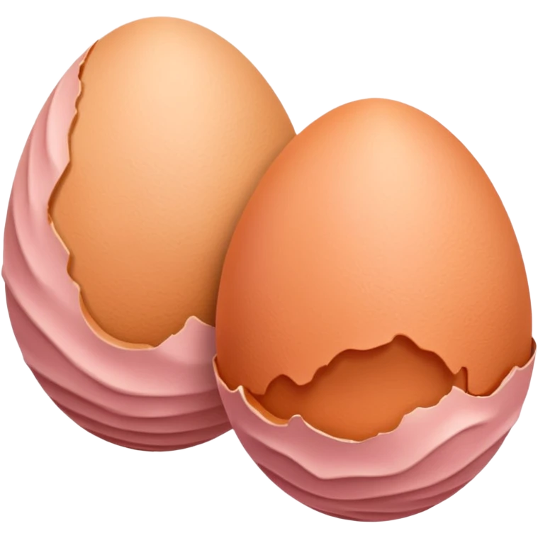 two skin tone peachy beige-pink egg shaped balls/spheres, both same size and same color, add a bumpy, loose, wrinkly skin texture with folds to both.  emoji