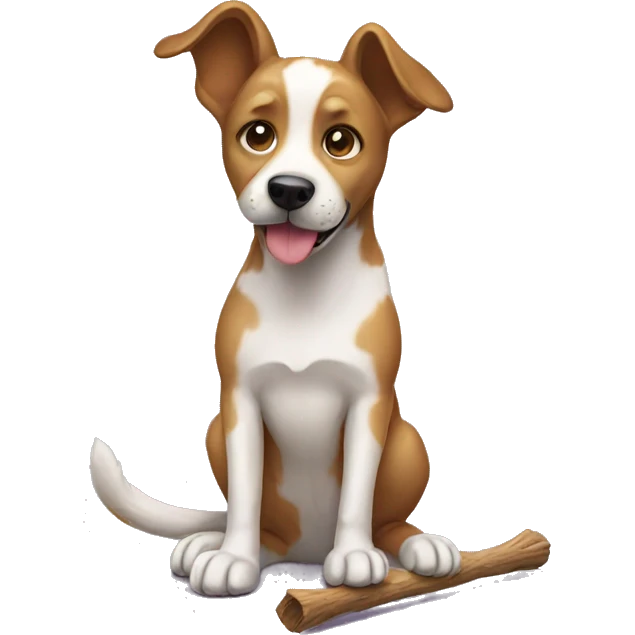 Dog with stick emoji
