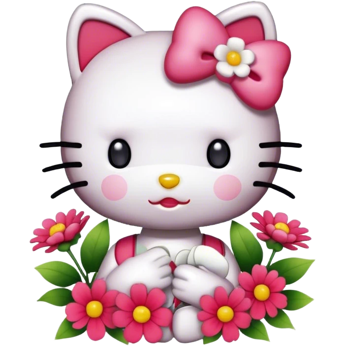 Hello kitty and flowers emoji
