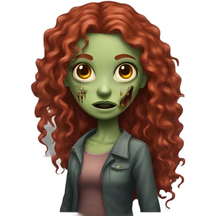 Zombie girl with long red curly hair emoji
