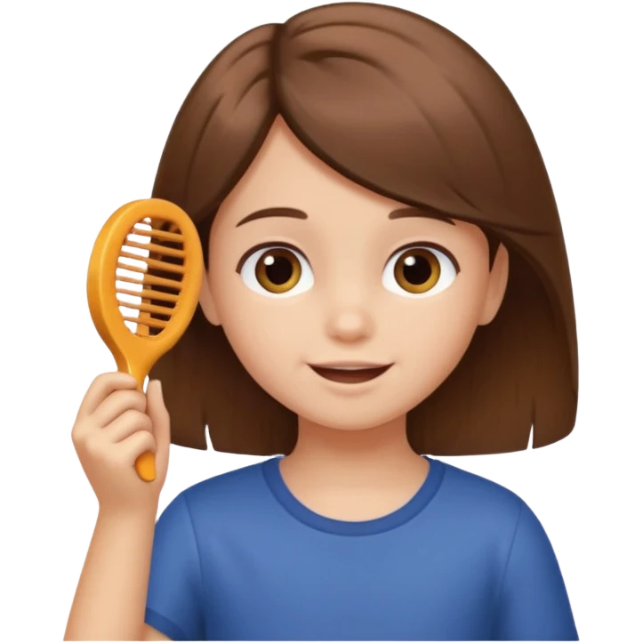 child combing their hair, happy and tidy emoji
