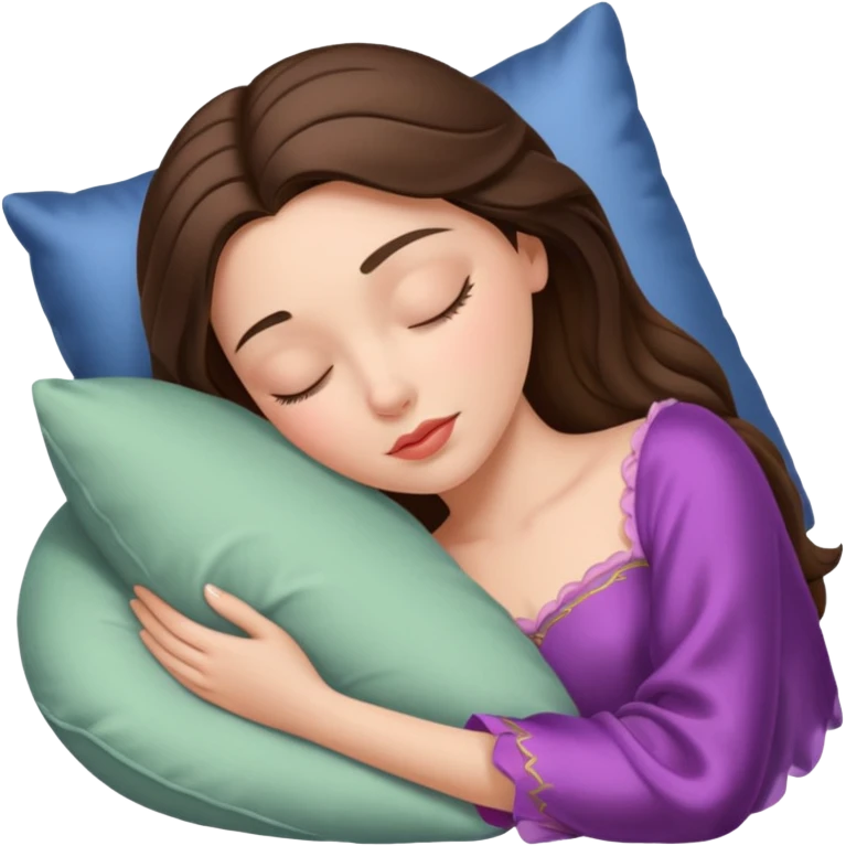 sleeping beauty brunette white girl with a silk pillow emoji