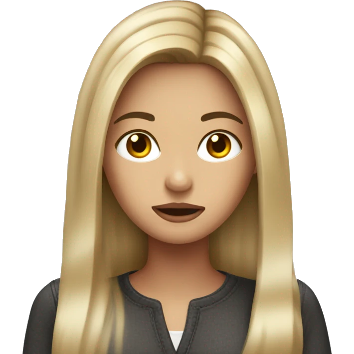 Brunette girl with blonde highlights confused emoji