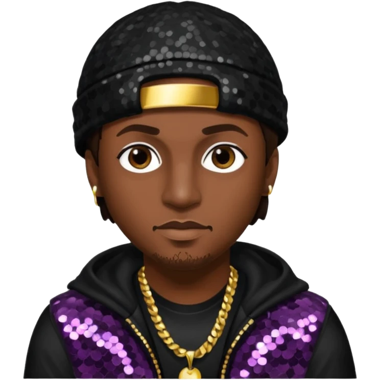 Mystikal, Rapper with dark brown hair, black sequin outfit emoji