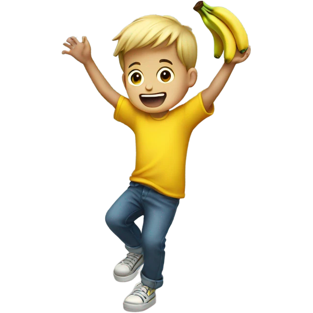 Boy dropping a banana emoji