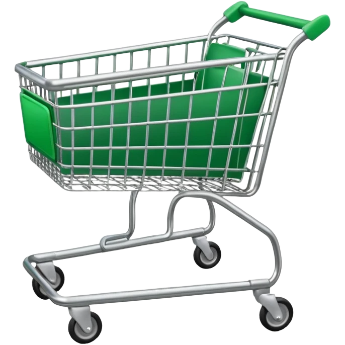 create empty shopping trolley emoji with green tone color emoji