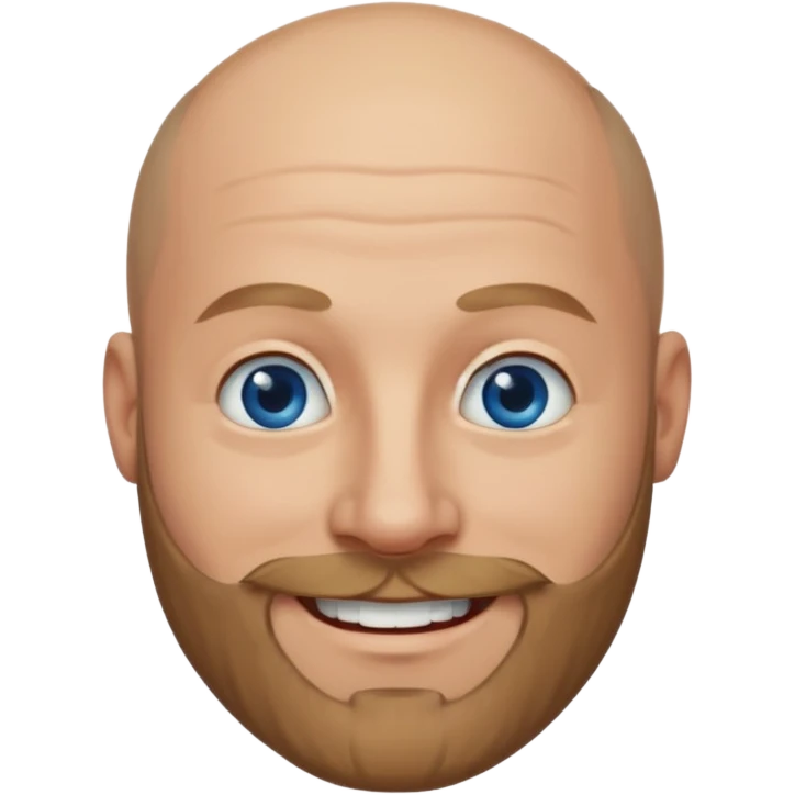 Bald man with dark blonde beard and blue eyes emoji