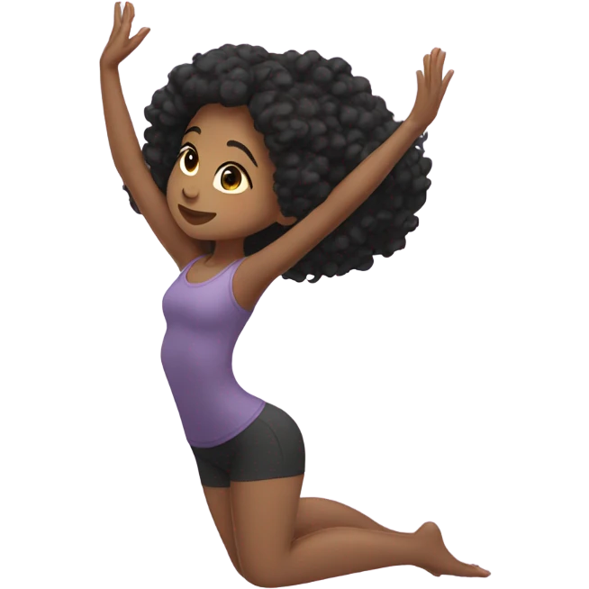 Girl with curly black hair doing yoga emoji