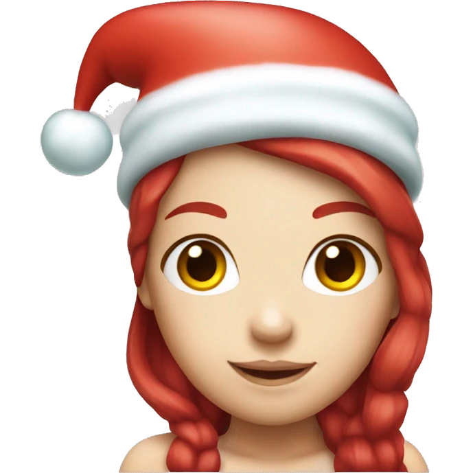 White Mermaid with red hair wearing a Christmas hat emoji