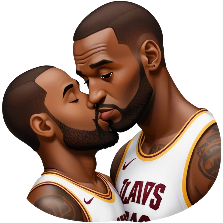 Lebron James kissing a guy  emoji