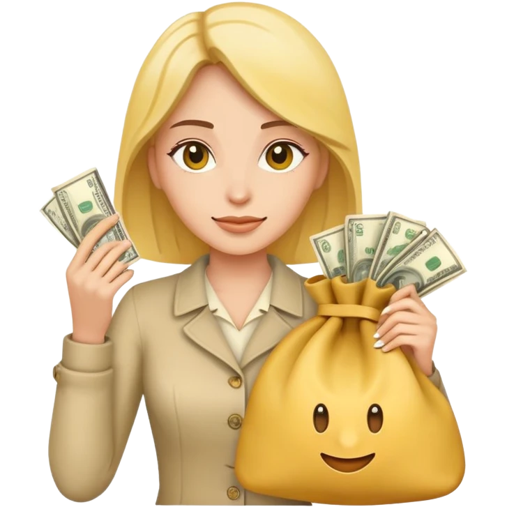 yellow woman holding money bags emoji