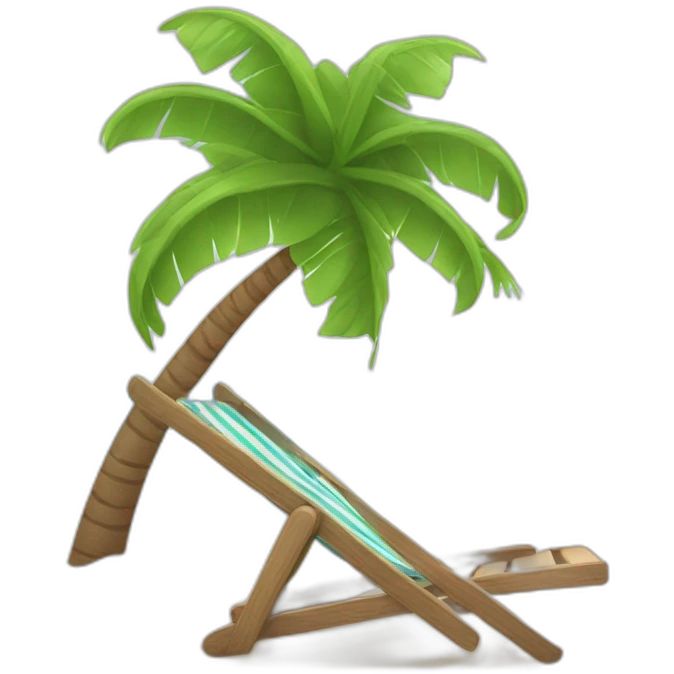 Setting of a beach with a deckchair and a palm tree emoji