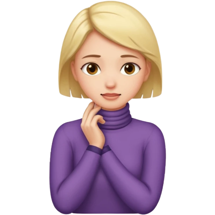 A girl putting her hands on her own neck one arm over the other emoji
