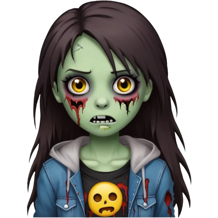 girl zombie long dark brown hair emo emoji emoji