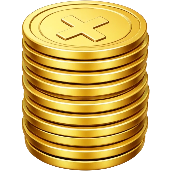 stack of gold tokens, shiny and simple emoji