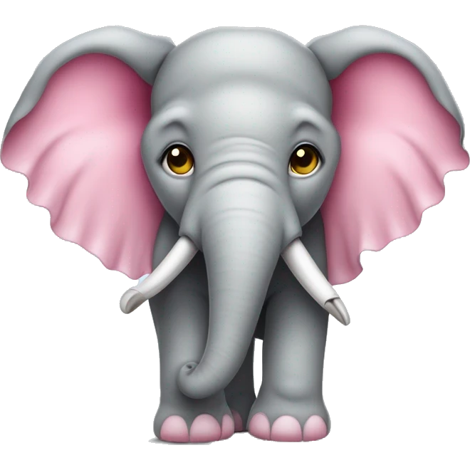 Elefante bebe con ojos tiernes color rosado que tenga un pincel en las manos  emoji