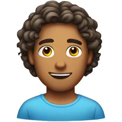 A long curly hair man and tanned skin emoji