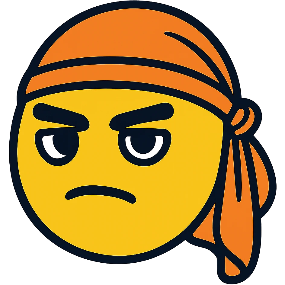 yellow slick emoji face wearing a durag emoji
