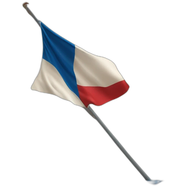 Drapeau avec du bleu en haut du vert en bas et une rou de roulotte rouge au millieu emoji