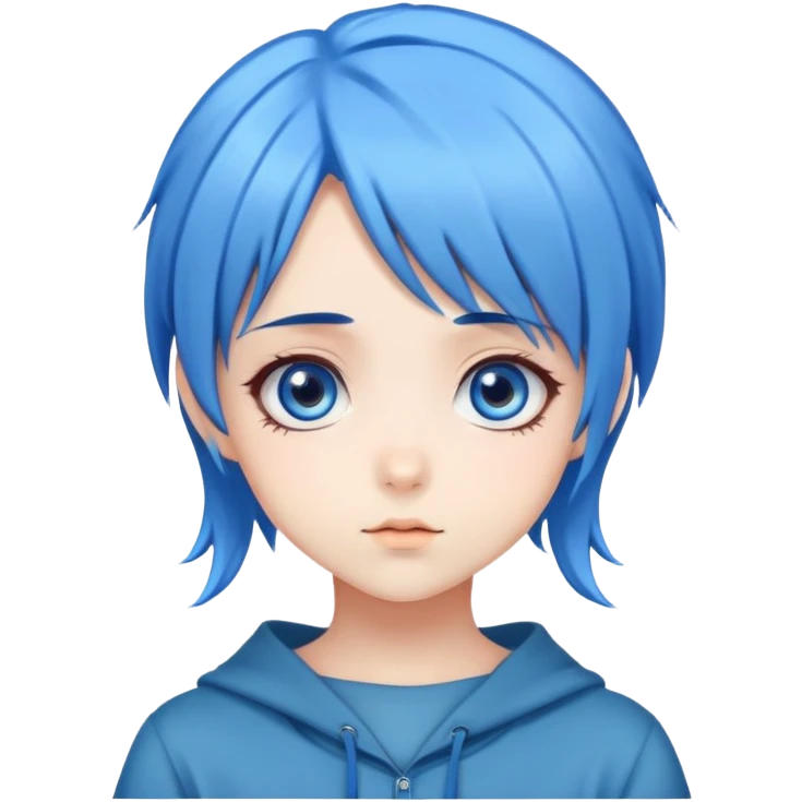 Cute anime girl with blue hair and big eyes emoji