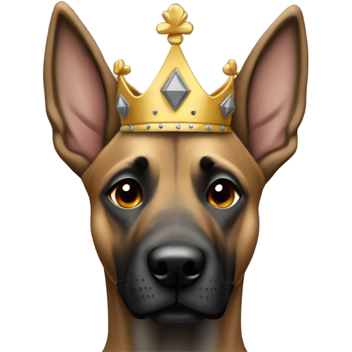 A malinois grey harlequin color with a crown on his head emoji