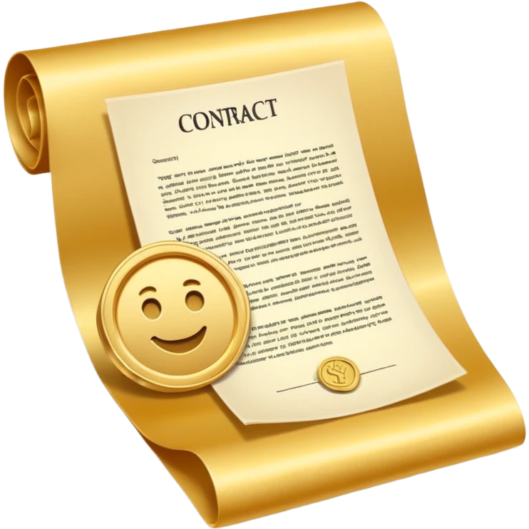 Contract golden paper signed, warranty emoji