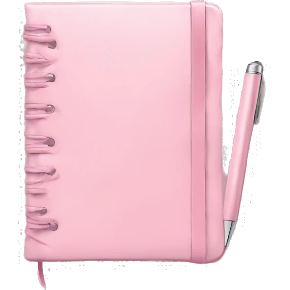 A pastel pink note book with pen emoji