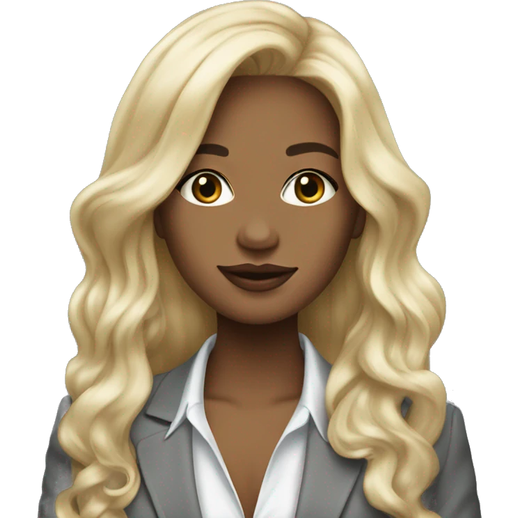 Blonde long hair Tiffany diamond seller in a grey suit emoji