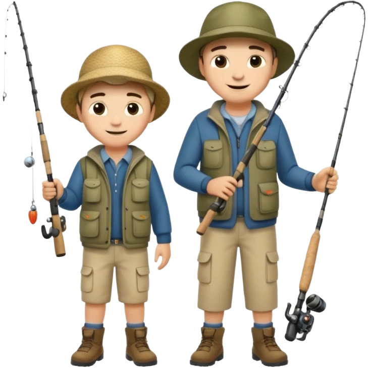 father and son fishing, full body emoji