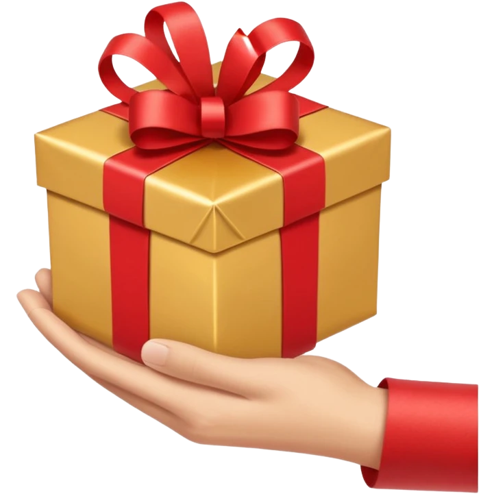 one hand holding out a wrapped gift, simple, clear, no text emoji