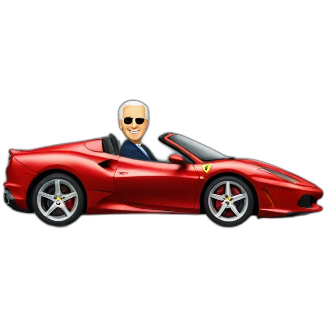 Biden driving Ferrari emoji