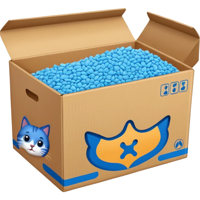a cardbox of cat litter (blue) emoji
