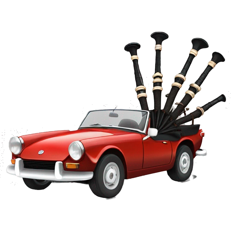 Scottish bagpipes driving a 1967 Triumph Spitfire  emoji