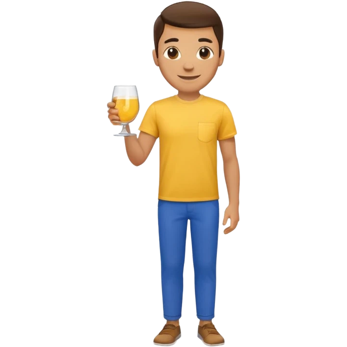 Human with glass and yellow T shirt and blue trousers emoji