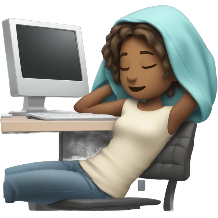 Computer monitor and girl sleeping  emoji