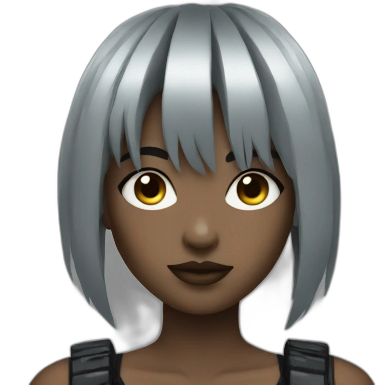 cyberpunk girl with bangs and black hair emoji