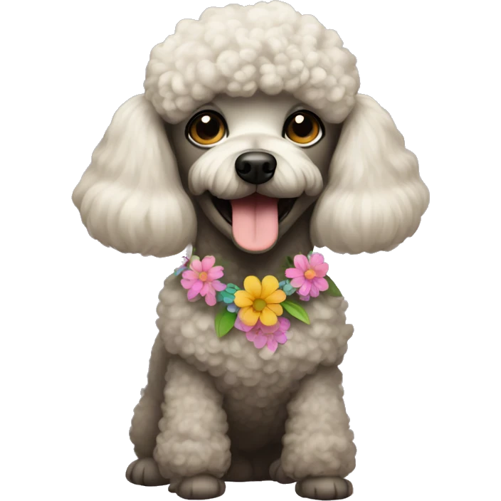 Poodle wearing a flower collar  emoji