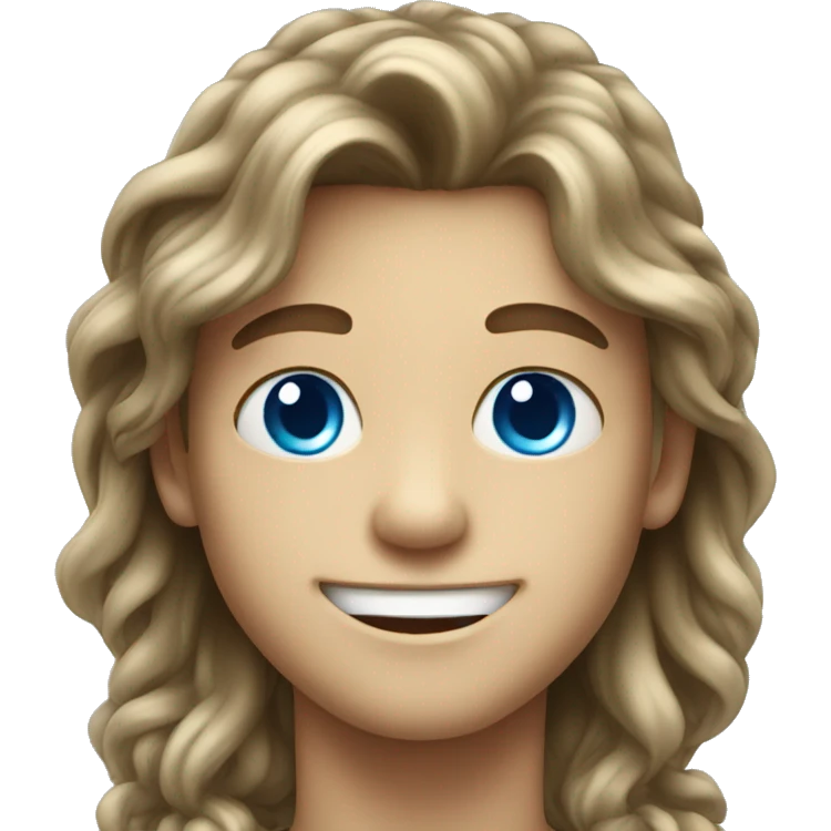smiling boy with long hair blue eyes emoji