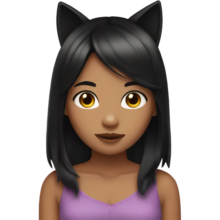 black haired girl with cat ears emoji