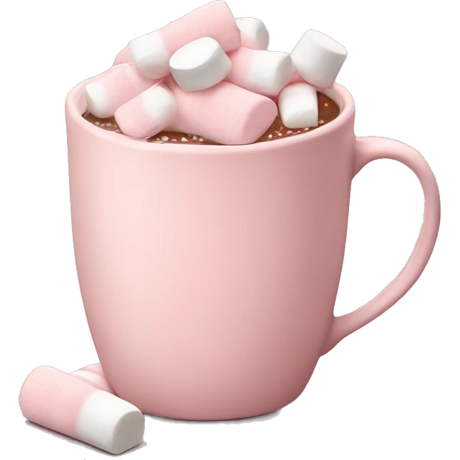Light Pink mug of hot chocolate with marshmallows  emoji