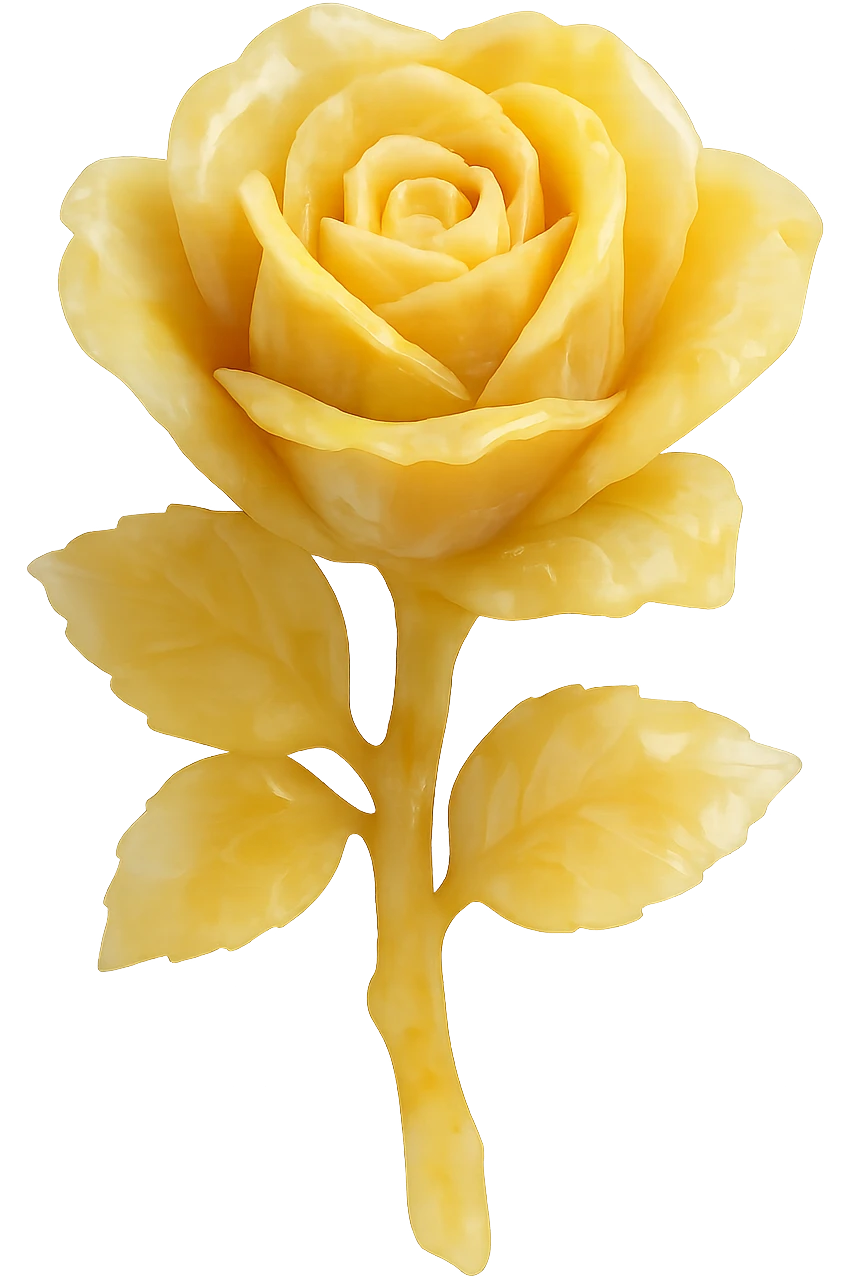 yellow Opal crystal rose flower, remove background emoji