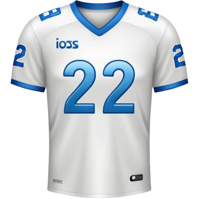 White football jersey at the back with number 22 emoji