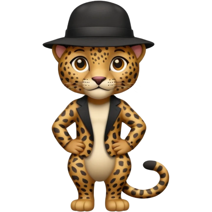 full body leopard in a black hat emoji