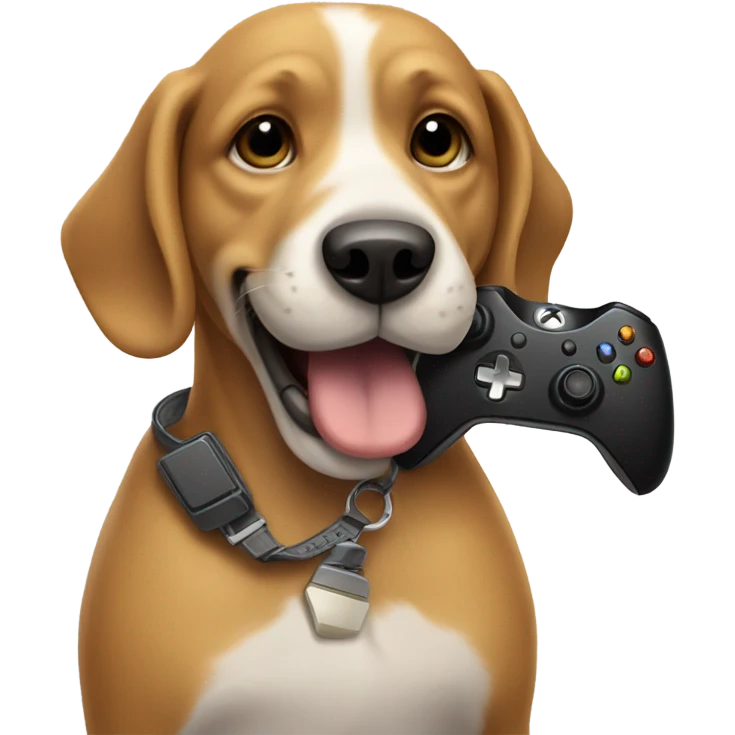 Dog holding a Xbox controller emoji